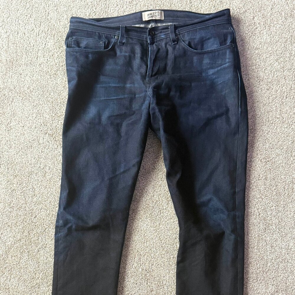 Naked and Famous Sumi Ink Selvedge Denim - Modded Weird Guy, sz 36